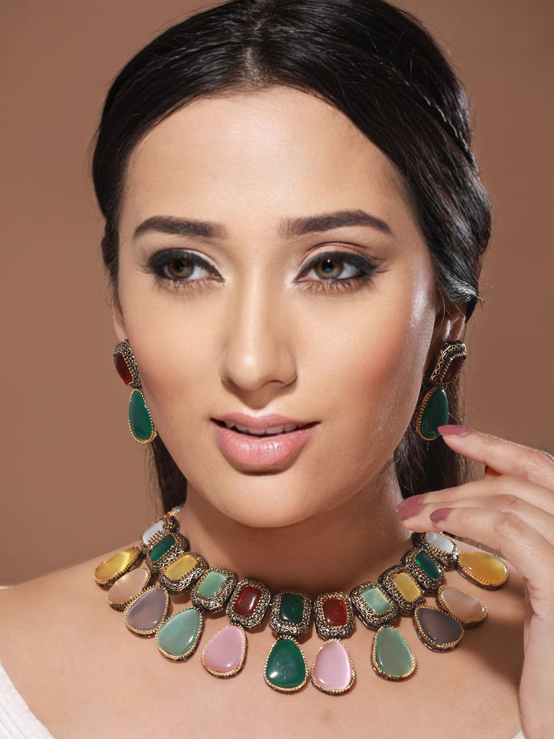 GoldPlated Multi Polki Kundan Studded PearlBeaded Jewellery Set, zaveri pearls, sale price rs, sale price, sale gold plated, sale gold, sale, rubans, ring, regular price, priyassi jewellery,